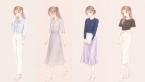 30代女性向けオフィスコーデ4選のイラスト