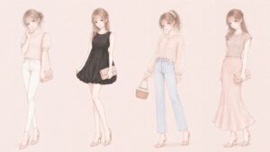 30代女性向けデートコーデ4選のイラスト