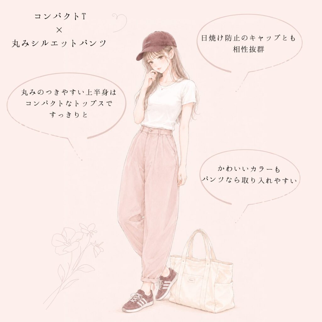 コンパクトTとコクーンパンツの授乳コーデ